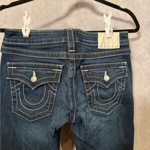 True Religion y2k crystal button flap pocket jeans, made in USA size 27